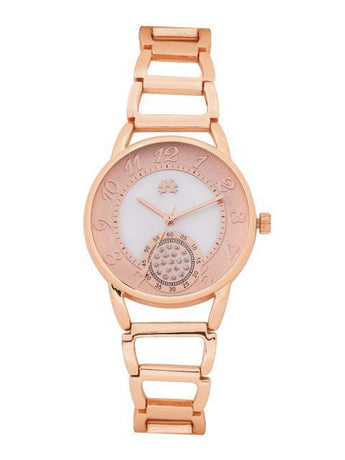 Arumkick Rose Gold-Toned & White Analogue Watch